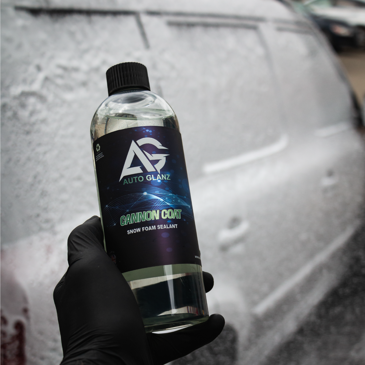 High gloss finish and protective layer on a detailed car using Auto Glanz Cannon Coat.